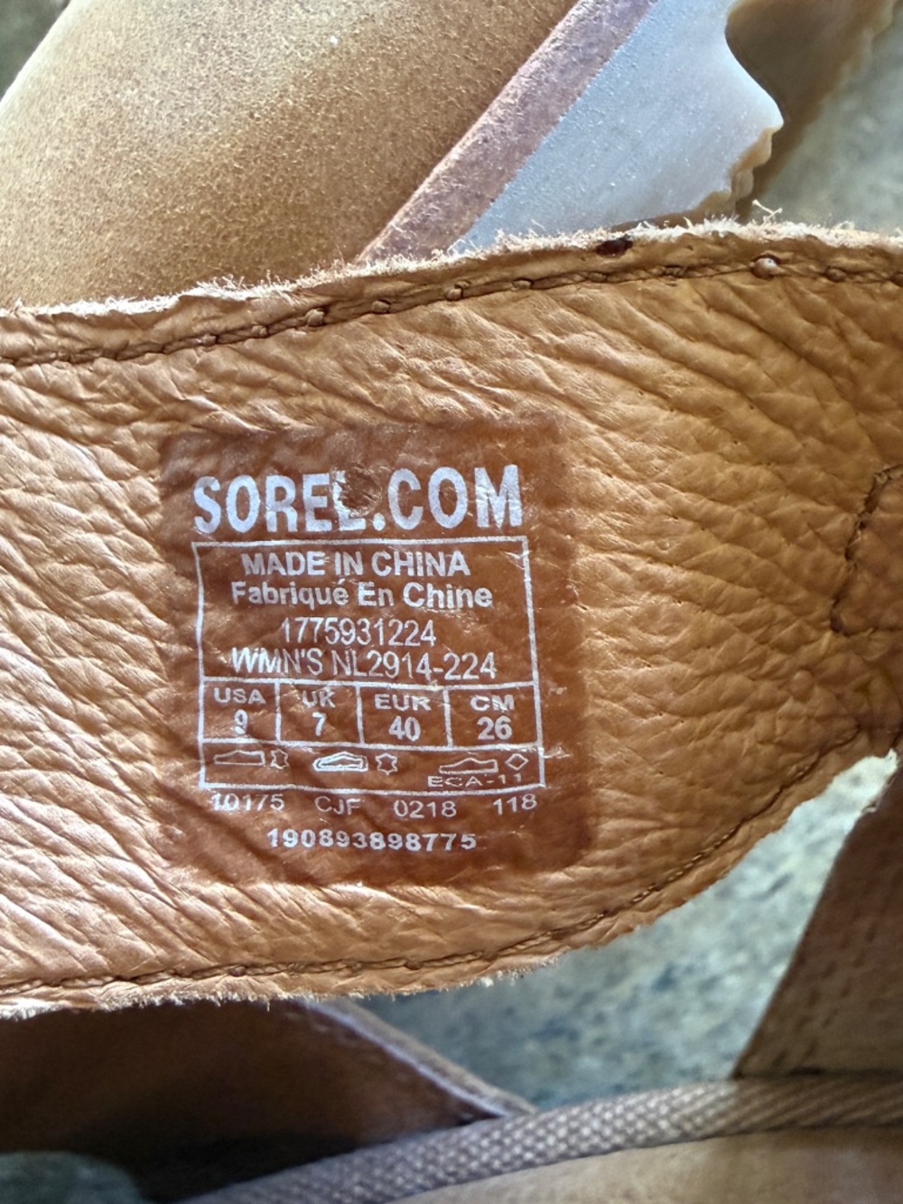 SOREL Joanie II Lace Wedge Sandals Heels Camel Tan Leather Women Size 9 - Picture 6 of 6
